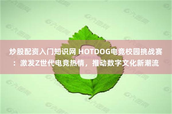 炒股配资入门知识网 HOTDOG电竞校园挑战赛：激发Z世代电竞热情，推动数字文化新潮流