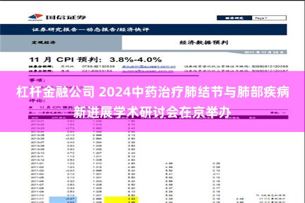 杠杆金融公司 2024中药治疗肺结节与肺部疾病新进展学术研讨会在京举办