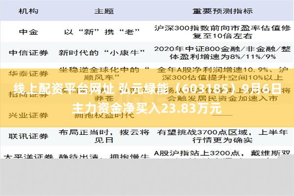 线上配资平台网址 弘元绿能（603185）9月6日主力资金净买入23.83万元