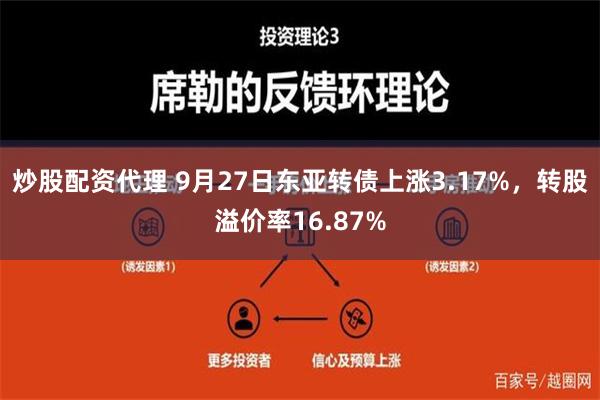 炒股配资代理 9月27日东亚转债上涨3.17%，转股溢价率16.87%